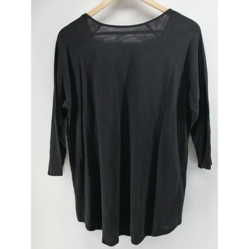 2 Eddie‎ Bauer Modal Tunic Top Crisscross Front 3/4 Sleeve Cotton Black Blue XL - Picture 9 of 13